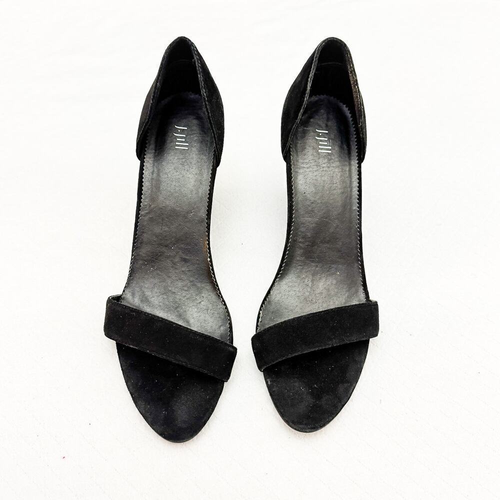 J. Jill Black Suede Platform Sandals Open Toe Heeled Shoes Size 10